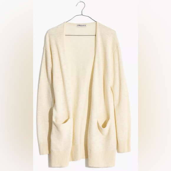 Madewell Ryder sweater lightweight stripe front pockets open cardigan ivory - Picture 6 of 6